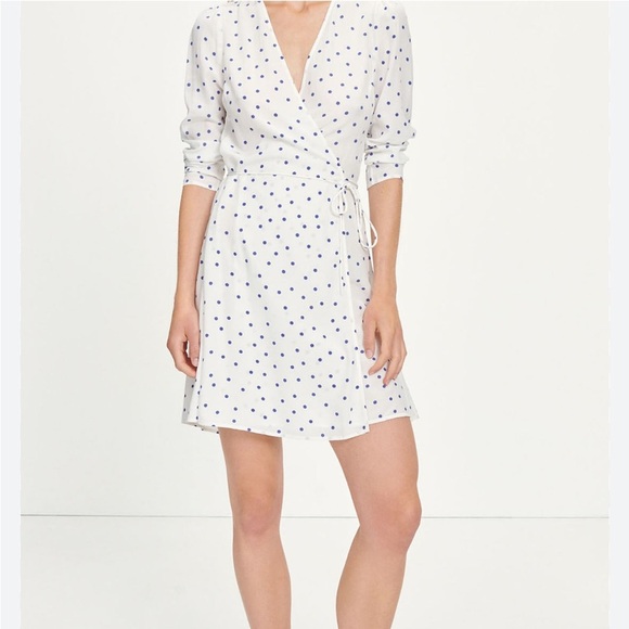 Samsoe Samsoe Britt s Wrap Dress Clematis Dot Mini Dress Size L - Picture 1 of 13